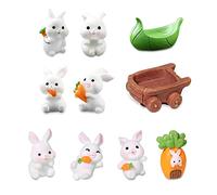 UESDU Tabletop Mini Statues Easter Bunny Figure Fairy Garden Accessories Rabbit Statues Micro Landscape Ornaments Kit Animals DIY for Decoration 10PCS