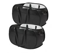 UESJKHOA 2Pack Laundry Basket Pop-Up Laundry Hamper Mesh Collapsible Laundry Basket Space-Saving for Easy Laundry Management on the Go (Black polyester)