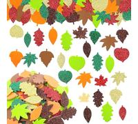ueslwser 300Pcs Fall Leaf Foam Sticker, Autumn Glitter Maple Leaves Self Adhesive Foam Stickers for Kids, Thanksgiving Party Favors DIY Crafts Thanksgiving Decorations