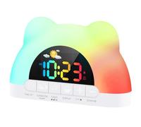 ueslwser Kids Alarm Clock, Toddler Sleep Training Clock with Sun & Moon,11 RGB Color Night Lights, Wake Clock for Girls Boys Teenagers, Sleeping Reminder Dual Alarms
