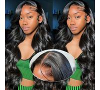 Uesoels Real Hair Wigs Without Glue, Pre-Cut 30 Inches Body Wave Lace Closure Real Hair Wig, 12A 200 Density, Ready to Walk, 6x4 HD