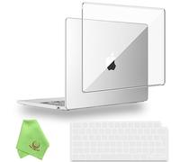 UESWILL 2in1 for MacBook Air (15 inch, M2 M3 M4 M5, 2023-2026) Model A3448 A3241 A3114 A2941, Glossy Clear Hard Shell Case + EU Layout Keyboard Cover + Microfiber Cloth, Transparent