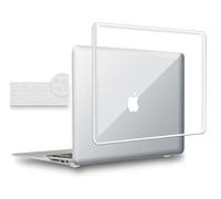 UESWILL 2in1 Glossy Crystal Clear See Through Hard Shell Case with EU/UK Version Silicone Keyboard Cover Compatible with 2010-2017 MacBook Air 13 inch Model A1466 A1369, Transparent