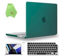 UESWILL 3in1 Compatible with MacBook Pro 14 inch M5 M4 M3 M2 M1 Pro Max chip (2021-2025 Release), Matte Hard Shell Case + UK Layout Keyboard Cover + Screen Protector, Peacock Green