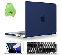 UESWILL 3in1 Compatible with MacBook Pro 16 inch M5 M4 M3 M2 M1 Pro Max chip (2021-2026 Release), Matte Hard Shell Case + UK Layout Keyboard Cover + Screen Protector, Navy Blue