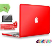 UESWILL 3in1 Smooth Touch Matte Hard Shell Case Cover Compatible with MacBook Pro 13 inch with Retina Display (A1502/A1425) + EU/UK Version Keyboard Cover and Screen Protector, Red