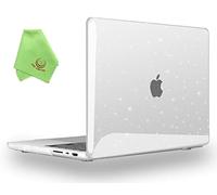 UESWILL Case Compatible with 2021-2024 MacBook Pro 16 inch M4 M3 M2 M1 Pro Max Model A3403 A3186 A2485 A2780 A2991, Glossy Sparkling Hard Shell Cover + Microfiber Cloth, Glitter Clear