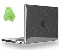 UESWILL Case Compatible with 2021-2024 MacBook Pro 16 inch M4 M3 M2 M1 Pro Max Model A3403 A3186 A2485 A2780 A2991, Glossy Sparkling Hard Shell Cover + Microfiber Cloth, Glitter Black