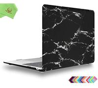 UESWILL Compatible with 2021 2020 2019 2018 MacBook Air 13 inch M1 A2337 A2179 A1932 with Retina Display Touch ID, Marble Pattern Hard Case Cover + Microfiber Cloth, Black/White