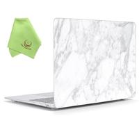 UESWILL Compatible with 2021 2020 2019 2018 MacBook Air 13 inch M1 A2337 A2179 A1932 with Retina Display Touch ID, Marble Pattern Hard Case Cover + Microfiber Cloth, White