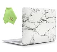 UESWILL Compatible with 2021 2020 2019 2018 MacBook Air 13 inch M1 A2337 A2179 A1932 with Retina Display Touch ID, Marble Pattern Hard Case Cover + Microfiber Cloth, White/Grey