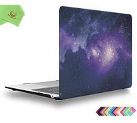 UESWILL Compatible with 2021 2020 2019 2018 MacBook Air 13 inch M1 A2337 A2179 A1932 with Retina Display Touch ID, Galaxy Pattern Hard Case Cover + Microfiber Cloth, Nebula/Purple