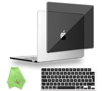 UESWILL Compatible with MacBook Neo 13 inch with A18 Pro chip Model A3404 Release 2026, Glossy Crystal Hard Shell Case + EU Layout Keyboard Cover + Microfiber Cleaning Cloth, Black