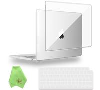 UESWILL Compatible with MacBook Neo 13 inch with A18 Pro chip Model A3404 Release 2026, Glossy See Through Transparent Case + EU Layout Keyboard Cover + Microfiber Cleaning Cloth, Crystal Clear