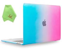 UESWILL Compatible with MacBook Pro 15 inch Case 2019 2018 2017 2016 Model A1990 A1707, Smooth Matte Hard Case for MacBook Pro 15 inch with Touch Bar & USB-C + Microfibre Cleaning Cloth, Rainbow