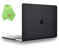 UESWILL Compatible with MacBook Pro 15 inch Case 2019 2018 2017 2016 Model A1990 A1707, Smooth Matte Hard Case for MacBook Pro 15 inch with Touch Bar & USB-C + Microfibre Cleaning Cloth, Black