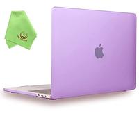 UESWILL Compatible with MacBook Pro 15 inch Case 2019 2018 2017 2016 Model A1990 A1707, Smooth Matte Hard Case for MacBook Pro 15 inch with Touch Bar & USB-C + Microfibre Cleaning Cloth, Purple