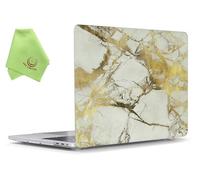 UESWILL Compatible with MacBook Pro 15 inch Case 2019 2018 2017 2016 Release, Marble Pattern Smooth Hard Case Cover for MacBook Pro 15 inch with Touch Bar & USB-C (Model: A1990/ A1707), White/Gold