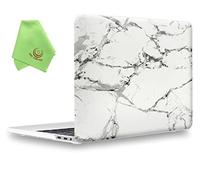 UESWILL Compatible with MacBook Pro 15 inch Case 2019 2018 2017 2016 Release, Marble Pattern Smooth Hard Case Cover for MacBook Pro 15 inch with Touch Bar & USB-C (Model: A1990/ A1707), White/Grey
