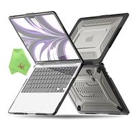 UESWILL Foldable Kickstand Case for MacBook Air 13 inch M5 M4 M3 M2 2022-2026 Model A3449 A3240 A3113 A2681, Honeycomb Full Protection Anti-Fingerprint Heavy Duty Cover, Black