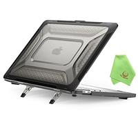 UESWILL Foldable Kickstand Case for MacBook Pro 13 inch 2025-2016 Release A2338 M2 M1 A2289 A2251 A2159 A1989 A1706 A1708 with USB-C, Honeycomb Full Protection Heavy Duty Cover, Black