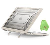 UESWILL Foldable Kickstand Case for MacBook Pro 13 inch 2025-2016 Release A2338 M2 M1 A2289 A2251 A2159 A1989 A1706 A1708 with USB-C, Honeycomb Full Protection Heavy Duty Cover, Stone