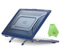 UESWILL Foldable Kickstand Case for MacBook Pro 13 inch 2025-2016 Release A2338 M2 M1 A2289 A2251 A2159 A1989 A1706 A1708 with USB-C, Honeycomb Full Protection Heavy Duty Cover, Navy Blue