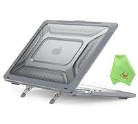 UESWILL Foldable Kickstand Case for MacBook Pro 13 inch 2025-2016 Release A2338 M2 M1 A2289 A2251 A2159 A1989 A1706 A1708 with USB-C, Honeycomb Full Protection Heavy Duty Cover, Gray