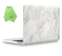 UESWILL Marble Pattern Hard Shell Case Cover Compatible with 2019 2018 2017 2016 MacBook Pro 15 inch with Touch Bar & USB-C, Model A1990 A1707 + Microfiber Cleaning Cloth, White