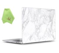 UESWILL Marble Pattern Hard Shell Case Cover Compatible with 2019 2018 2017 2016 MacBook Pro 15 inch with Touch Bar & USB-C, Model A1990 A1707 + Microfiber Cleaning Cloth, White