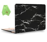 UESWILL Marble Pattern Smooth Touch Hard Shell Case Cover Compatible with MacBook 12 inch (Model: A1534) + Microfibre Cleaning Cloth, (Black/White)