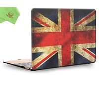 UESWILL Rubberized Unique Pattern Solid Hard Shell Case Cover Compatible with MacBook 12 inch with Retina Dsiplay (Model: A1534) + Microfibre Cleaning Cloth,UK Flag