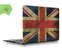 UESWILL Rubberized Unique Pattern Solid Hard Shell Case Cover Compatible with MacBook Air 11 inch (Models: A1370 / A1465) + Microfibre Cleaning Cloth,UK Flag