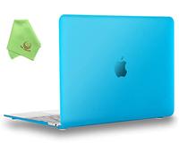 UESWILL Smooth Touch Matte Hard Shell Case Cover Compatible with MacBook 12 inch with Retina Display (Model: A1534) + Microfibre Cleaning Cloth, Aqua Blue