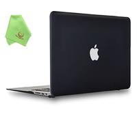 UESWILL Smooth Touch Matte Hard Shell Case Cover Compatible with MacBook Air 11 inch (Model: A1370 / A1465) + Microfibre Cleaning Cloth, Black