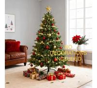 Uetian 7Ft Green Artificial Christmas Tree 1200 Tips Metal Stand Easy Assembly No Ornaments Included