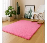 Uetian Extra Thick Heavy 5Cm Pile Soft Shaggy Rugs Modern Area Rugs Bedroom Hall Rugs Pink 60 X 110