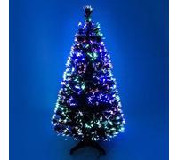 Uetian Multicolor Fibre Optic Christmas Tree, Artificial Green Xmas Tree With Metal Stand, Festive Decoration, 4Ft/120Cm