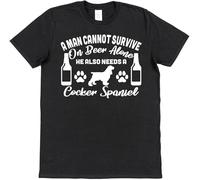 UETTCOC A Man Cannot Survive On Beer Alone He Needs A Cocker Spaniel Owner Gift Mens Women T Shirt 100% Cotton(X-Large)
