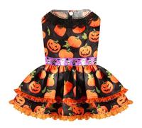 UETZLTB Halloween Dog Dress Cute Pumpkin Dog Halloween Costume for Small Dogs Girl Fancy Sleeveless Ruffle Puppy Dress for Cats Pet Costume Clothes Chihuahua Yorkie Outfit for Holiday, Small
