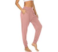 UEU Women's Cozy Yoga Joggers Pants Loose Workout Sweatpants Comfy Lounge Pants with Pockets - Pink - XXL