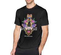 UEUEKKEDHTW Jethro-Tull-50th-Anniversary-T-Shirt-Short-Sleeves-Round-Neck-Cotton-Shirts Black