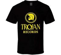 UEUEKKEDHTW Trojan-Records-UK-SKA-Rocksteady-Reggae-Club-Music-T-Shirt Black