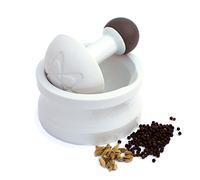 üutensil Super Smash - Large Ceramic Mortar & Pestle, Easy Rotation Grind, White & Grey