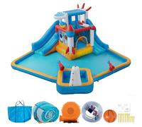 UEV Inflatable Bouncy Castle with Slides, Space Theme Water Park Play Center with Dual Slides,Splash Pool, Climbing Wall & Sprinkler,Outdoor Backyard Inflatable Castle for Ages 3-10