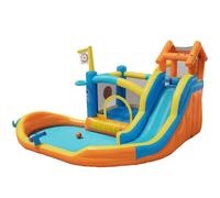 UEV Inflatable Bouncy Castle with Water Slide and Splash Pool, 8 in 1 Kids Garden Water Park with Climbing Wall,Sprinkler & Ball Hoop,Outdoor Inflatable Play Centre for Children 414x364x244 cm