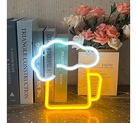 UExnkj-Y Beer Led Neon Light, Beer Neon Signs, Battery or USB Operated Bar Sign Yellow White LED Wall Art for Bar Nightclub Home Pub Store Holiday Celebration Birthday Party Decor