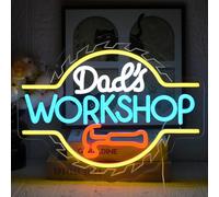 UExnkj-Y Dad's Workshop Neon Sign Engine Neon Lights Check Engine LED Light Advertising Wall for Dads Garage Man Cave Car Workshop Workshop Bar Pub Home Decoration