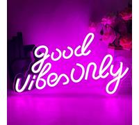 UExnkj-Y Good Vibes Only Neon Signs Pink LED Neon Signs Words Wall Neon Sign Neon Wall Lights Signs USB Decor Neon Light Sign for Bedroom, Wall Decor, Game Room, Party, Bar Decor
