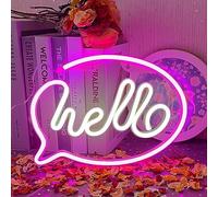 UExnkj-Y Hello Neon Sign Lights Pink White Letters Neon Lights Led Neon Lights Sign with USB or Battery Operated for Kid's Room Bedroom Bar Restaurant Game Room Birthday Party Gift LED Art Decoration